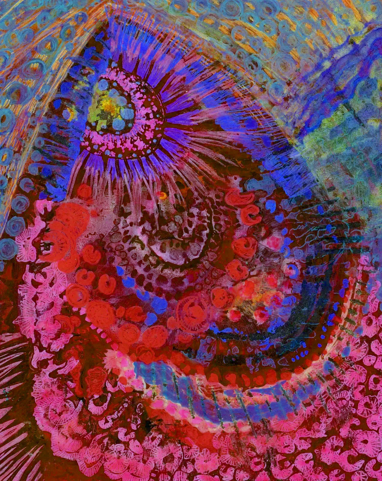 Magenta and blue spiral forms