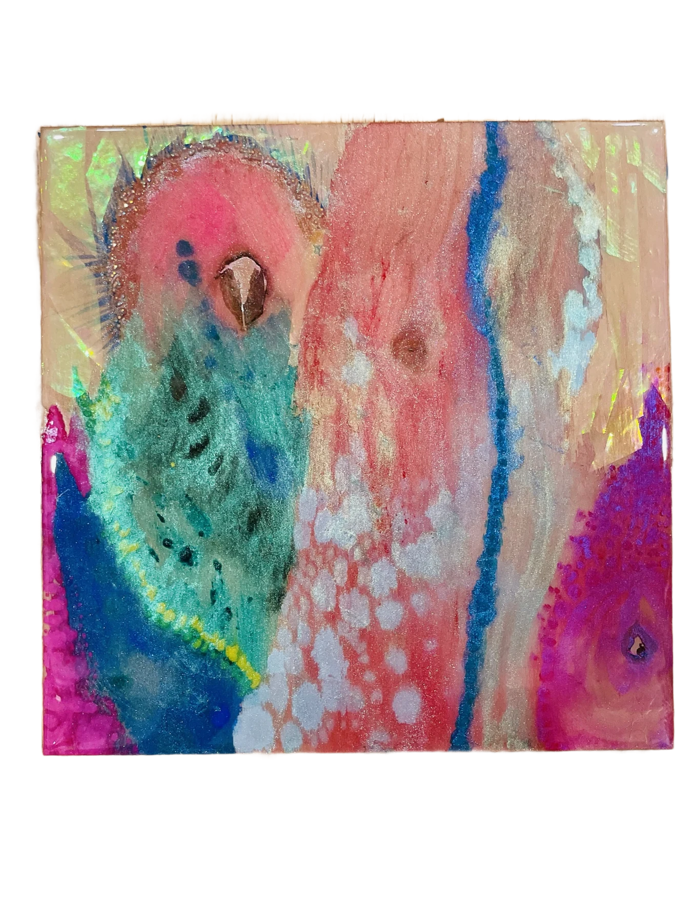 Soft pink and teal washes
