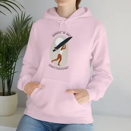 Retro Surfer Girl Hoodie: Surf's Up Buttercup, Unisex Beachwear