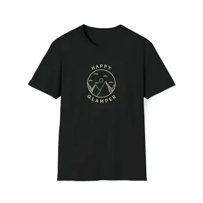 Happy Glamper T-Shirt: Unisex Softstyle Tee, Mountain Graphic