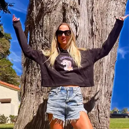 Unicorn Club Crop Hoodie: Mystical Graphic Sweatshirt