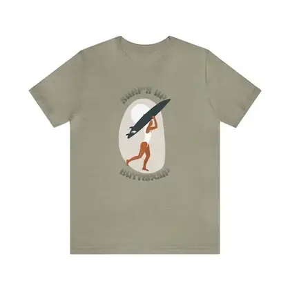 Surf's Up Buttercup Retro Surfer Girl T-Shirt | Vibrant Earthy Colors