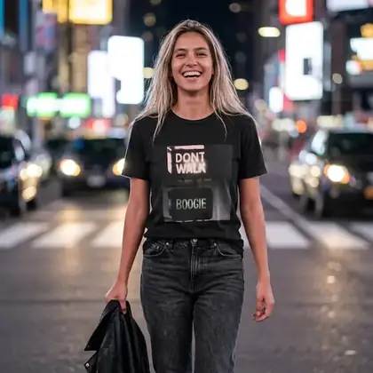 DONT WALK - BOOGIE Neon Sign Tee, Retro Street Art T Shirt, Vintage inspired